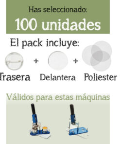 Chapas de alfiler 25mm. trasera metálica - 100 unidades