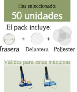 Chapas de alfiler de 50mm. - 50 unidades
