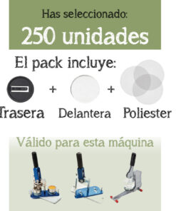 Chapas con clip de plástico de 38mm - 250 unidades