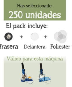Chapas de pines de 25mm - 250 unidades